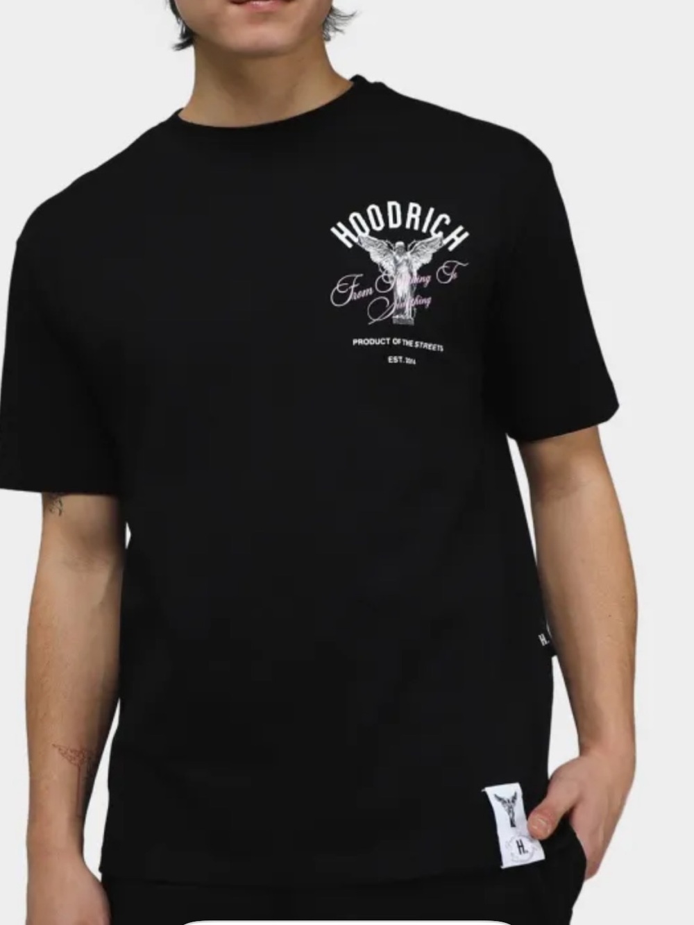 Hoodrich Black Angel Graphic Cotton Short Sleeve T-Shirt Size Small